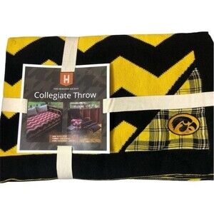 Iowa Hawkeyes Collegiate Throw Embroidered 48” x 72” U Of I Chevron Black Gold